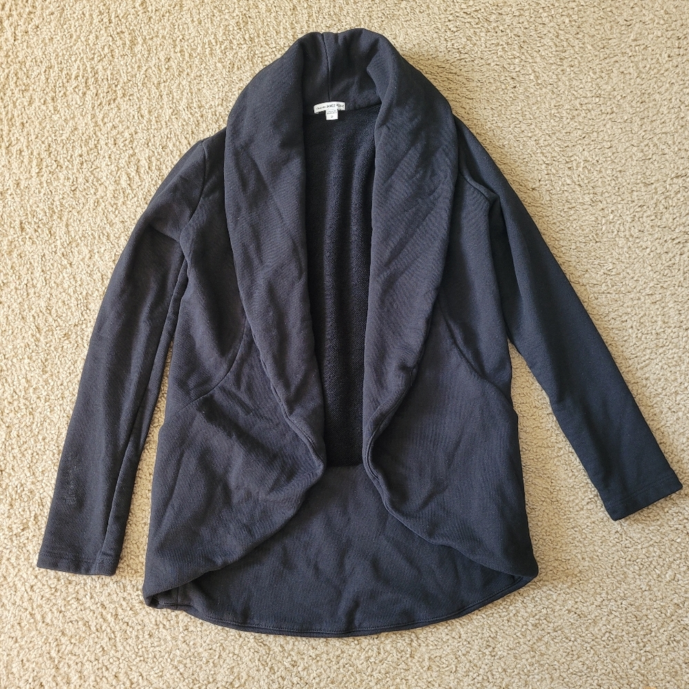 James Perse French Terry Draped Open Cardigan